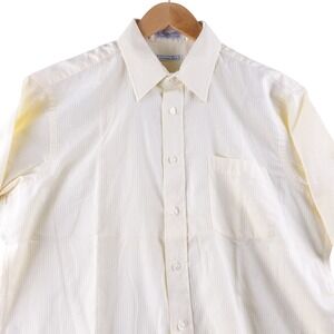 Vintage Christian Dior Mens Short Sleeve Striped Shirt Yellow Size 16 1/2 SS USA